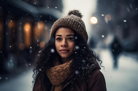 冬季大雪纷飞雪中美女图片